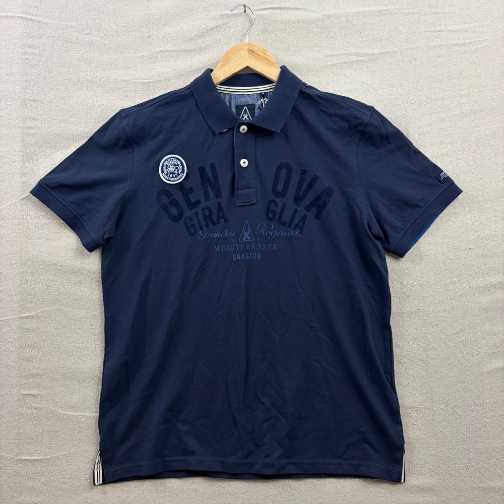 Gaastra‎ Polo Shirt Mens Medium Navy Blue Genova Giraglia Regatta Nautical NWT